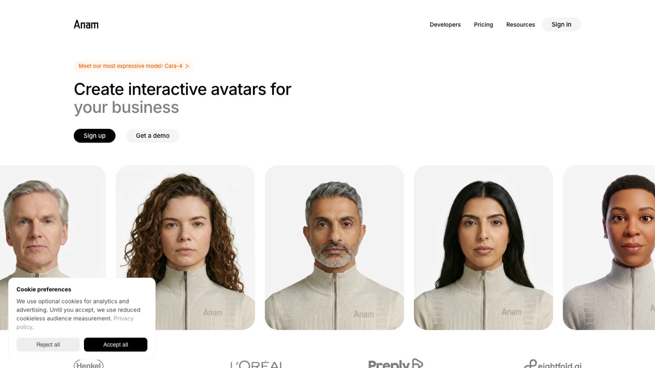 Anam official homepage preview
