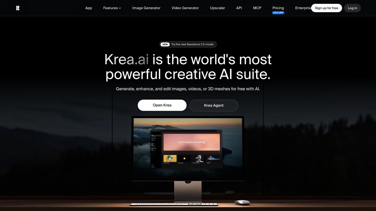 Krea Realtime official homepage preview