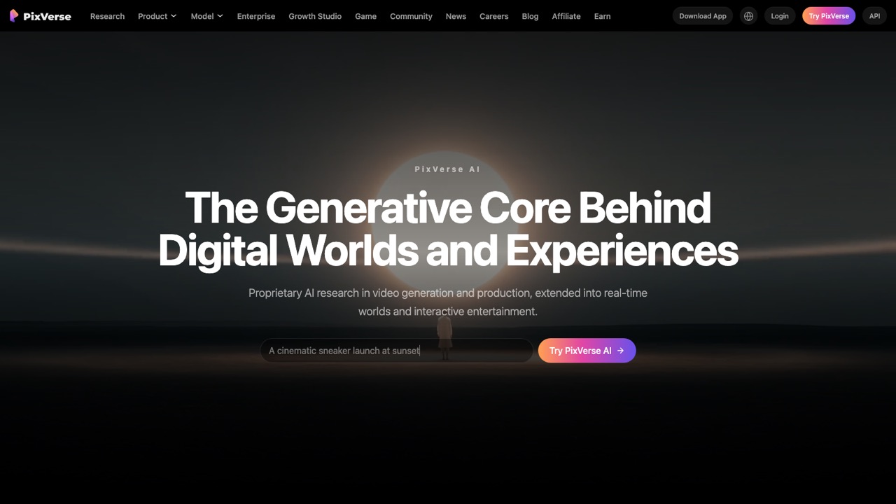 PixVerse R2 official homepage preview